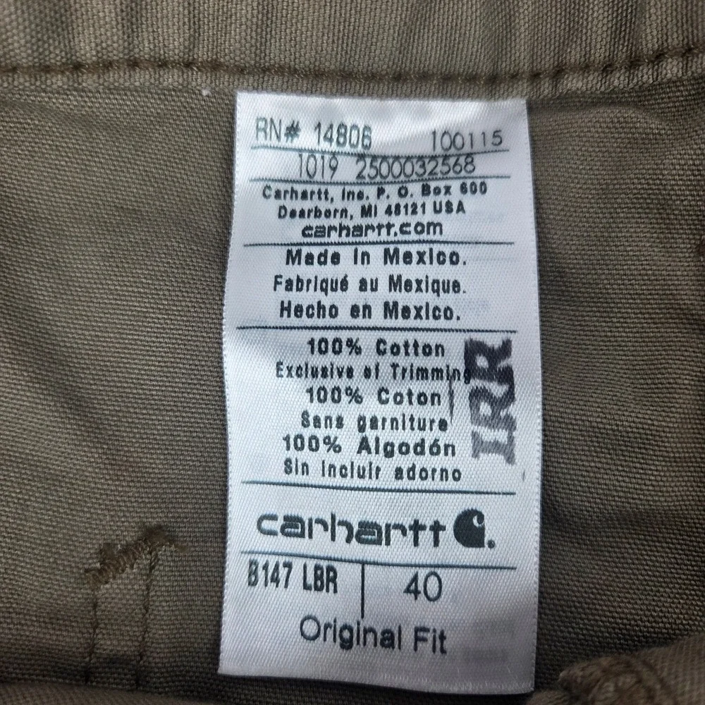 Carhartt Mens B147 LBR Canvas Carpenter Shorts Brown Original Fit 40